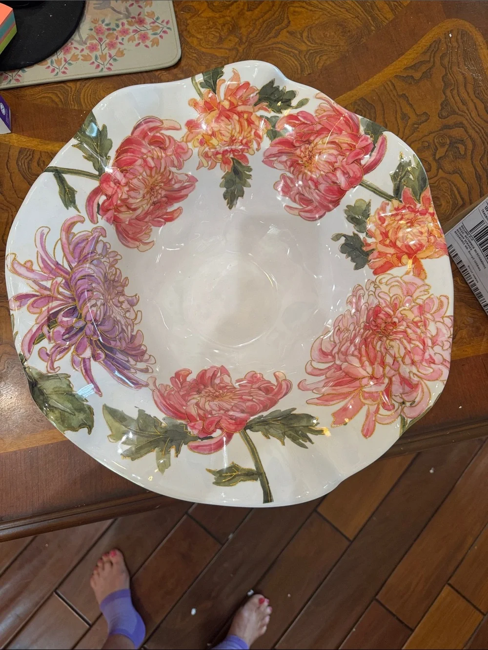 Floral Large Chrysanthemum Serving Bowl